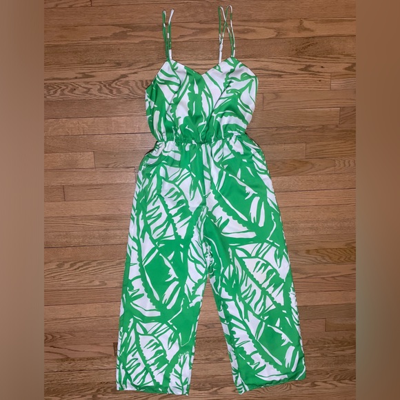 LILLY PULITZER for TARGET Green and White Jumpsuit Romper w/ side pockets - Picture 5 of 11
